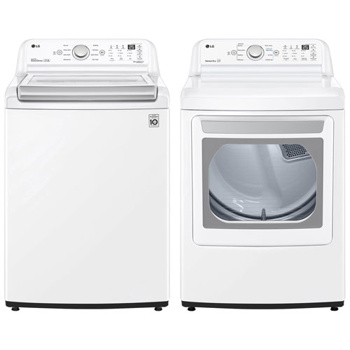 LG 5.8 Cu. Ft. HE Top Load Washer & 7.4 Cu. Ft. Electric Dryer - White