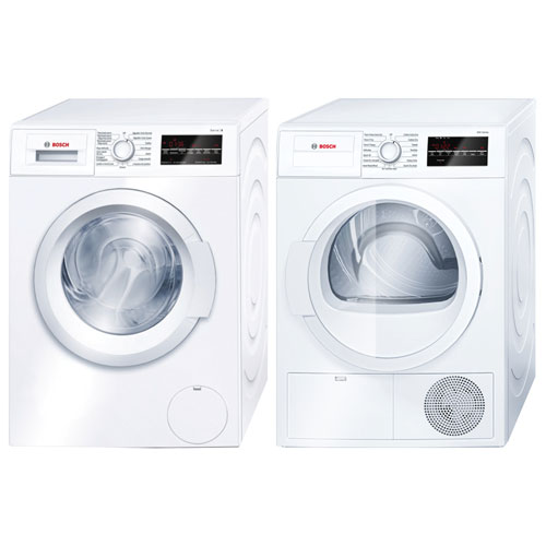 Bosch 300 Series 2.2 Cu. Ft. HE Compact Washer & 4.0 Cu. Ft. Electric Condenser Dryer - White