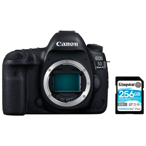 Canon EOS 5D Mark IV Full Frame DSLR Camera with 256GB Memory Card