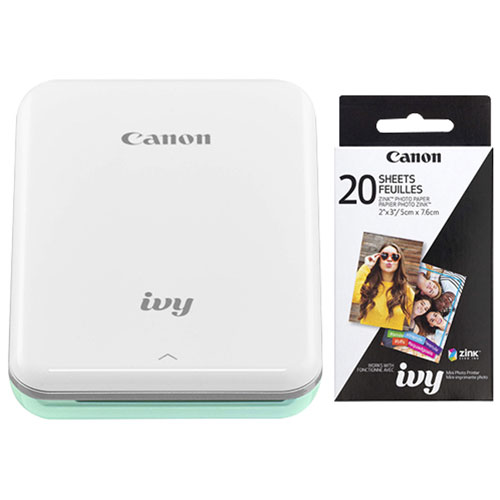 Canon IVY Mini Wireless Photo Printer with Photo Paper - Mint Green