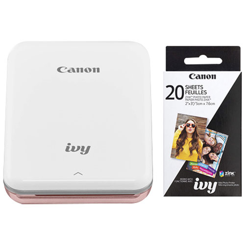 Canon IVY Mini Wireless Photo Printer with Photo Paper - Rose Gold