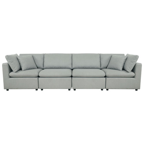 Billie 4-Piece Modular Transitional Polyester Sectional Sofa Sets - Dark Grey