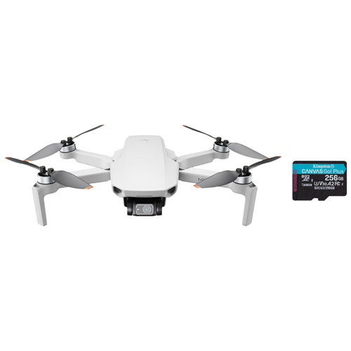 DJI Mini 2 Quadcopter Drone with Camera, Controller & 256GB Memory Card - Grey - Bilingual