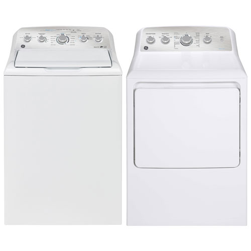GE 4.9 Cu. Ft. High Efficiency Top Load Washer & 7.2 Cu. Ft. Electric Dryer - White