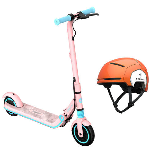 Segway Ninebot eKickScooter E8 Electric Scooter & Child Helmet w/ Adjustable Spin Dial - Pink/Orange