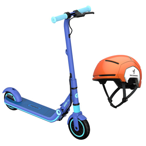 Segway Ninebot eKickScooter E8 Electric Scooter & Child Helmet w/ Adjustable Spin Dial - Blue/Orange