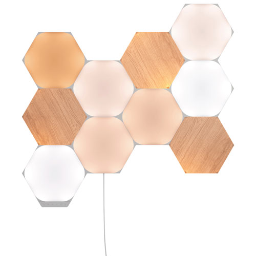 Nanoleaf Shapes Hexagon & Wood-Look Light Panels - Smarter Kit with Expansion - 10 Panels