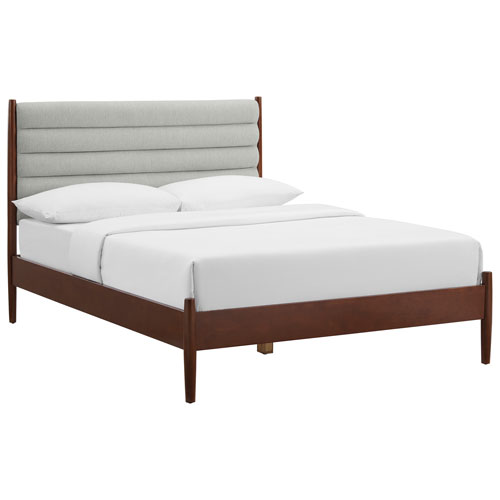 Camille Transitional Platform Bed - Double - Grey/Dark Wood