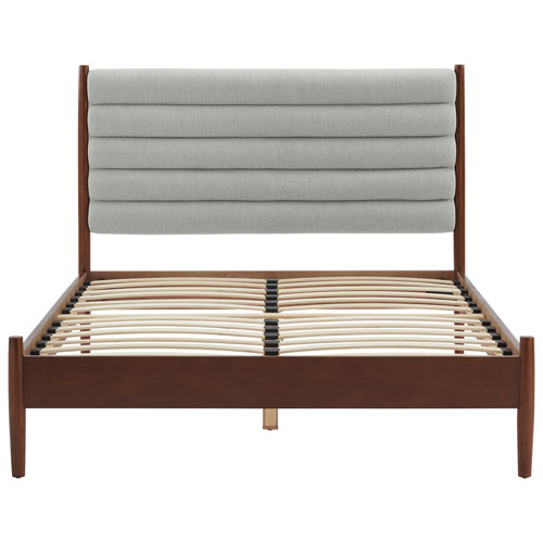 Camille Transitional Platform Bed - Double - Grey/Dark Wood