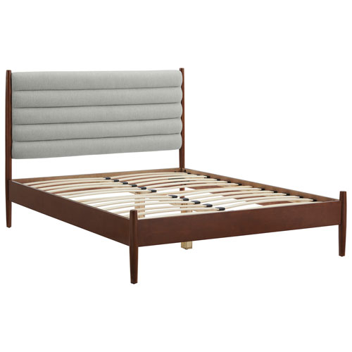 Camille Transitional Platform Bed - Double - Grey/Dark Wood