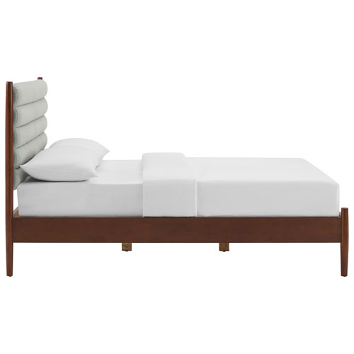Camille Transitional Platform Bed - Double - Grey/Dark Wood