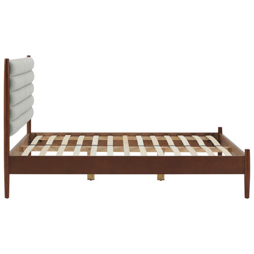 Camille Transitional Platform Bed - Double - Grey/Dark Wood
