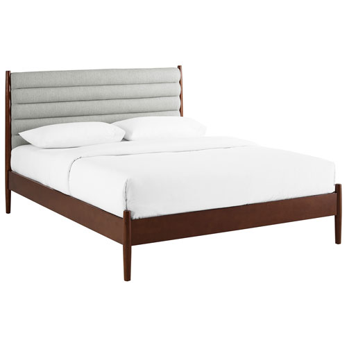 Camille Transitional Platform Bed - Queen - Light Grey