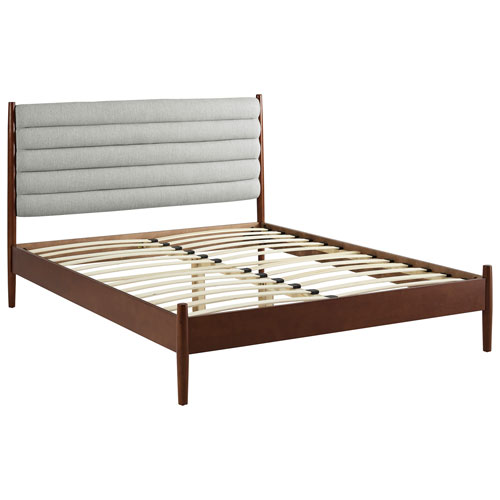 Camille Transitional Platform Bed - Queen - Light Grey