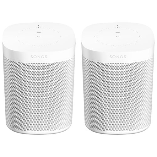 Sonos One Voice Controlled Smart Speaker w/ Amazon Alexa and Google Assistant - Pair - White