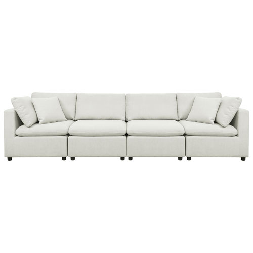 Billie 4-Piece Modular Transitional Polyester Sectional Sofa Sets - Light Grey