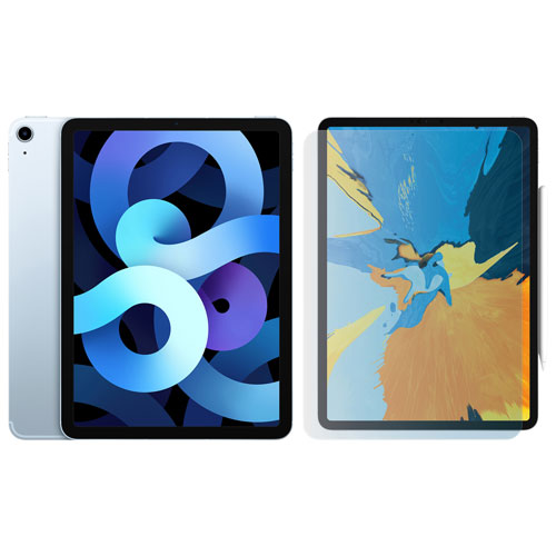 iPad Air 10,9 po de 64 Go d'Apple avec Wi-Fi et protecteur d'écran en verre - Bleu ciel