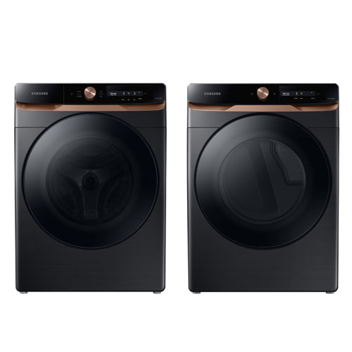 Sécheuse électrique à vapeur et laveuse à chargement frontal à vapeur de Samsung - Acier inoxydable noir