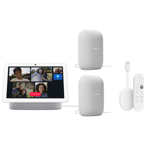 Google Whole Home Entertainment Bundle - Nest Hub Max Smart Display, 2 Smart Speakers & Chromecast