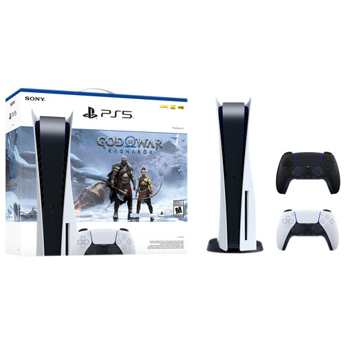 PlayStation 5 God of War Ragnarok Bundle with Extra DualSense Wireless Controller - Midnight Black