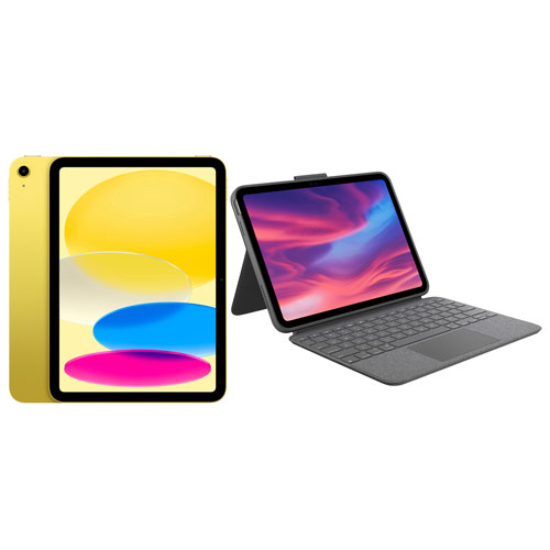 Apple iPad 10.9" 64GB Wi-Fi 6 (10th Generation) with Combo Touch Keyboard Case - Yellow/Oxford Grey