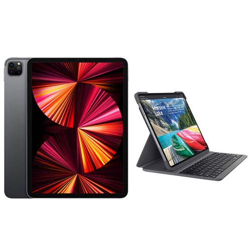 Apple iPad Pro 11" 1TB Wi-Fi (3rd Generation) with Slim Folio Backlit Keyboard Case - Space Grey