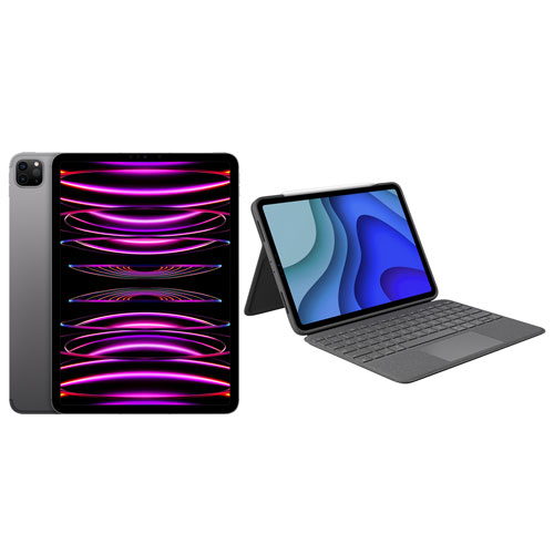 Apple iPad Pro 11" 128GB Wi-Fi & 5G (4th Generation) with Folio touch Keyboard Case - Space Grey/ Grey