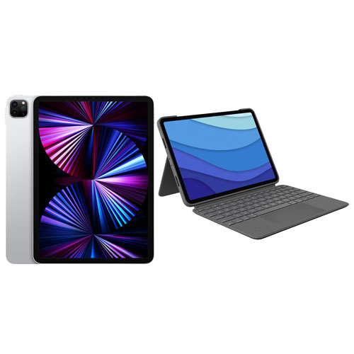 Apple iPad Pro 11" 1TB Wi-Fi (3rd Generation) with Combo Touch Keyboard Case - Silver/Oxford Grey