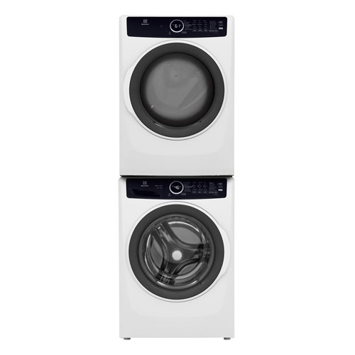 Electrolux 5.2 Cu Ft Front Load Steam Washer & 8 Cu Ft Electric Steam Dryer w/ Stacking Kit - White