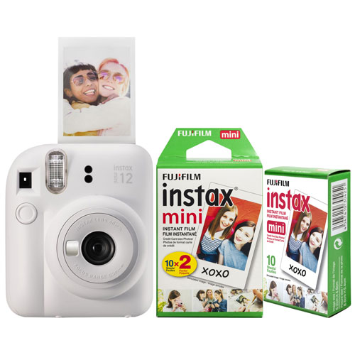 Fujifilm Instax Mini 12 Instant Camera with Instant Film (30 Sheets) - Clay  White