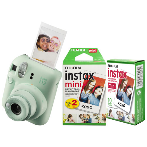 FUJIFILM INSTAX MINI 12 Instant Film Camera (Mint Green) + Fuji Instax  Instant Film Single Pack - 10 Prints + Protective Case - Green + Photo  Album - Green + Travel Stickers - Bundle! 