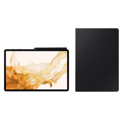 Samsung Galaxy Tab S8+ 12.4" 256GB Android 11 Tablet with Book Cover Case - Graphite/Black