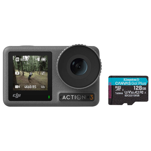 DJI Osmo Action 3 Standard Combo 4K Action Camera with 128GB 170MB/s  microSDXC Memory Card - Grey