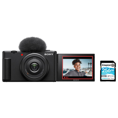 Sony ZV-1F Content Creator Vlogger 20.1MP Digital Camera with 256GB 170MB/s SDXC Memory Card - Black
