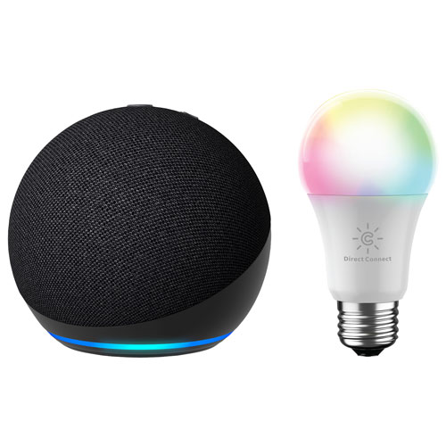 Echo Dot (5th Gen) Smart Speaker with Alexa & Cync A19 Smart LED  Light Bulb - Charcoal