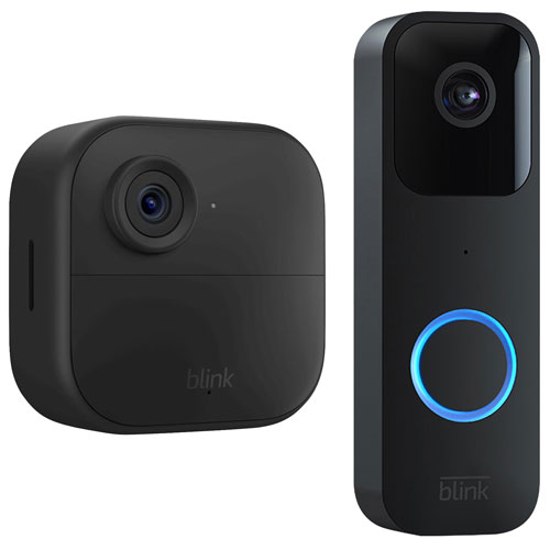 Système de surveillance à caméra IP d'extérieur sans fil HD intégrale 1080p Outdoor 4 de Blink et sonnette vidéo - Noir