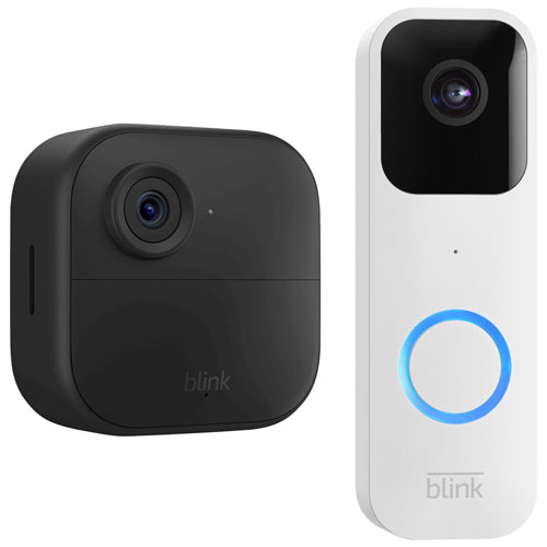 Blink Outdoor 4 Wire-Free 1080p Full HD IP Security Camera System & Video Doorbell- Black/White