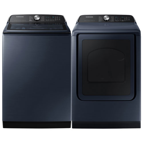 Samsung 6.2 Cu. Ft. Top Load Washer & Electric Steam Dryer - Brushed Navy/Navy