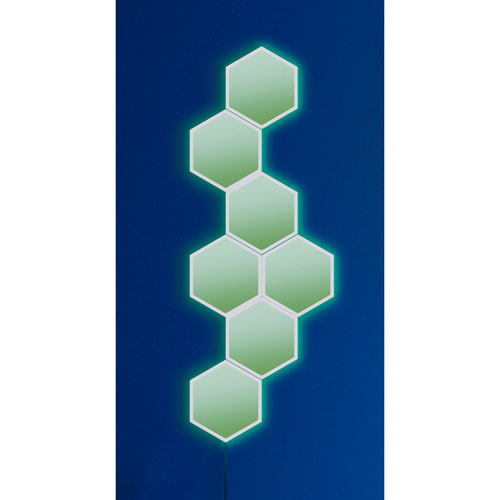 Ensemble intelligent Smarter Kit à 7 panneaux lumineux hexagonaux à effets dynamiques Cync de GE et bande lumineuse intelligente Neon Shape