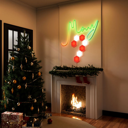 Ensemble intelligent Smarter Kit à 7 panneaux lumineux hexagonaux à effets dynamiques Cync de GE et bande lumineuse intelligente Neon Shape