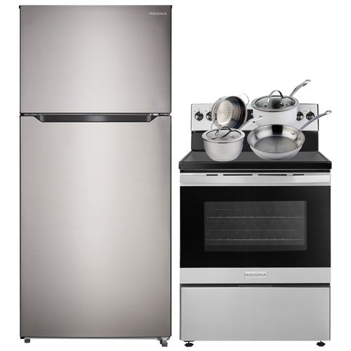 Insignia 30" 18 Cu. Ft. Top Freezer Refrigerator; Electric Range