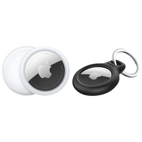 Apple AirTag Bluetooth Item Tracker with Key Ring - White/Black