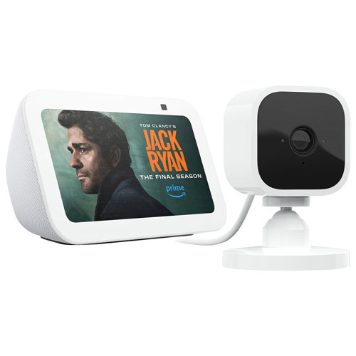 Amazon Echo Show 5 Smart Display & Blink Mini Wi-Fi Indoor 1080p IP Camera - Glacier White/White