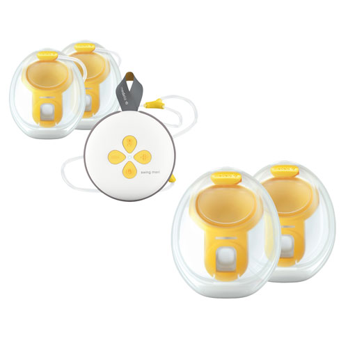 Tire-lait électrique double mains libres Swing Maxi de Medela avec gobelets collecteurs mains libres