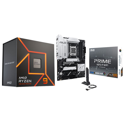 AMD Ryzen 9 7900X3D 12-Core 4.4GHz AM5 Processor with ASUS PRIME X870-P Wi-Fi 7 AM5 DDR5 Motherboard