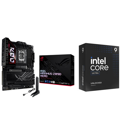 Carte mère ROG Z890 Wi-Fi LGA1851 ATX DDR5 d'ASUS avec processeur à 24 coeurs de 4,6 GHz Core Ultra 9-285K d'Intel