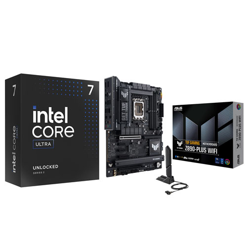 Processeur à 20 coeurs de 4,6 GHz Core Ultra 7-265K d'Intel/Carte mère TUF GAMING Wi-Fi LGA1851 ATX DDR5 d'Intel