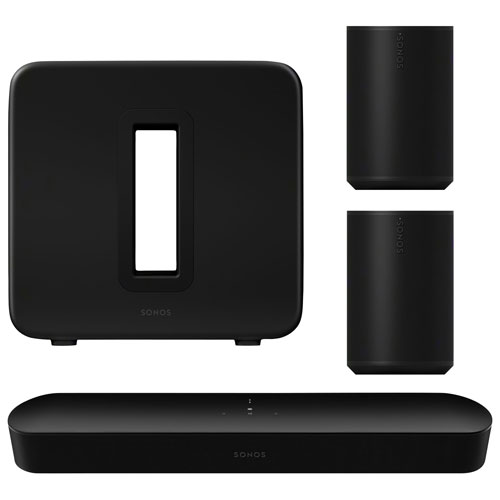 Sonos Beam Sound Bar with Sub 4 Wireless Subwoofer & Era 100 Multi-Room Speakers - Pair - Black