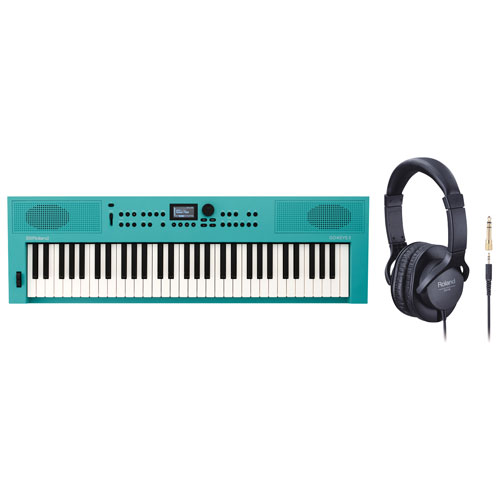 Roland GO:KEYS 3 61-Key Music Creation Keyboard & RH-5 On-Ear Monitor Headphones - Turquoise