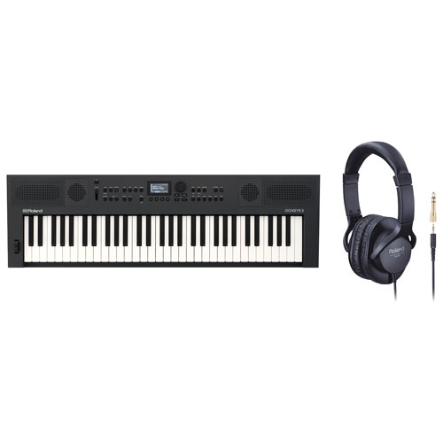 Roland GO:KEYS 5 61-Key Music Creation Keyboard & RH-5 On-Ear Monitor Headphones - Graphite